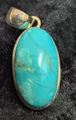 925 Sterling Silver Turquoise Pendant (Tibetan)
