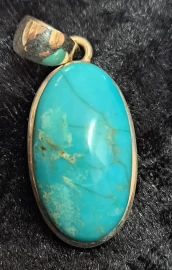 925 Sterling Silver Turquoise Pendant (Tibetan)