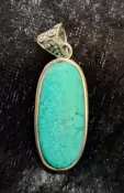925 Sterling Silver Turquoise Pendant (Tibetan)