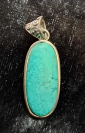 925 Sterling Silver Turquoise Pendant (Tibetan)