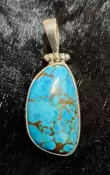 925 Sterling Silver Turquoise Pendant (Tibetan)