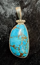 925 Sterling Silver Turquoise Pendant (Tibetan)