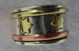Sterling Silver 925 Spiritual Meditation Band Spinning Ring - Stars