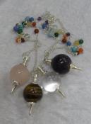 Chakra Ball Pendulums - Amethyst, Crystal Quartz, Rose Quartz, Tiger Eye