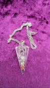 Clear Crystal Quartz with Cabochon's (Chakra) Pendulum 