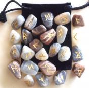25 Piece Futhark Moonstone Gemstone Rune Set